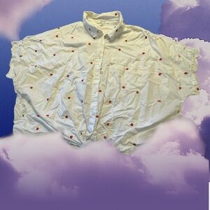 Madewell White Shirt with Red and Green Embroidery